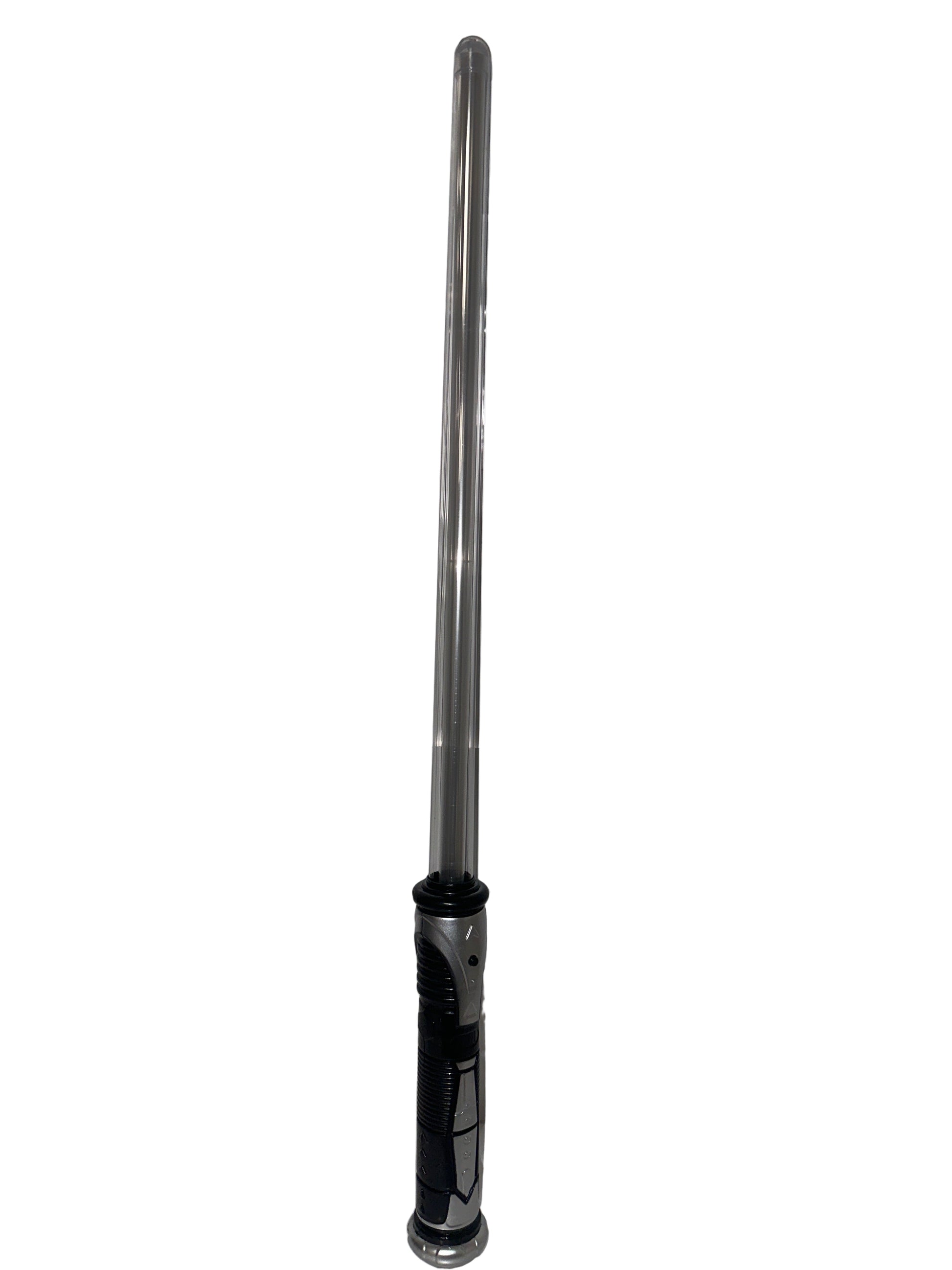Long metal rod with a handle against a textured white wall