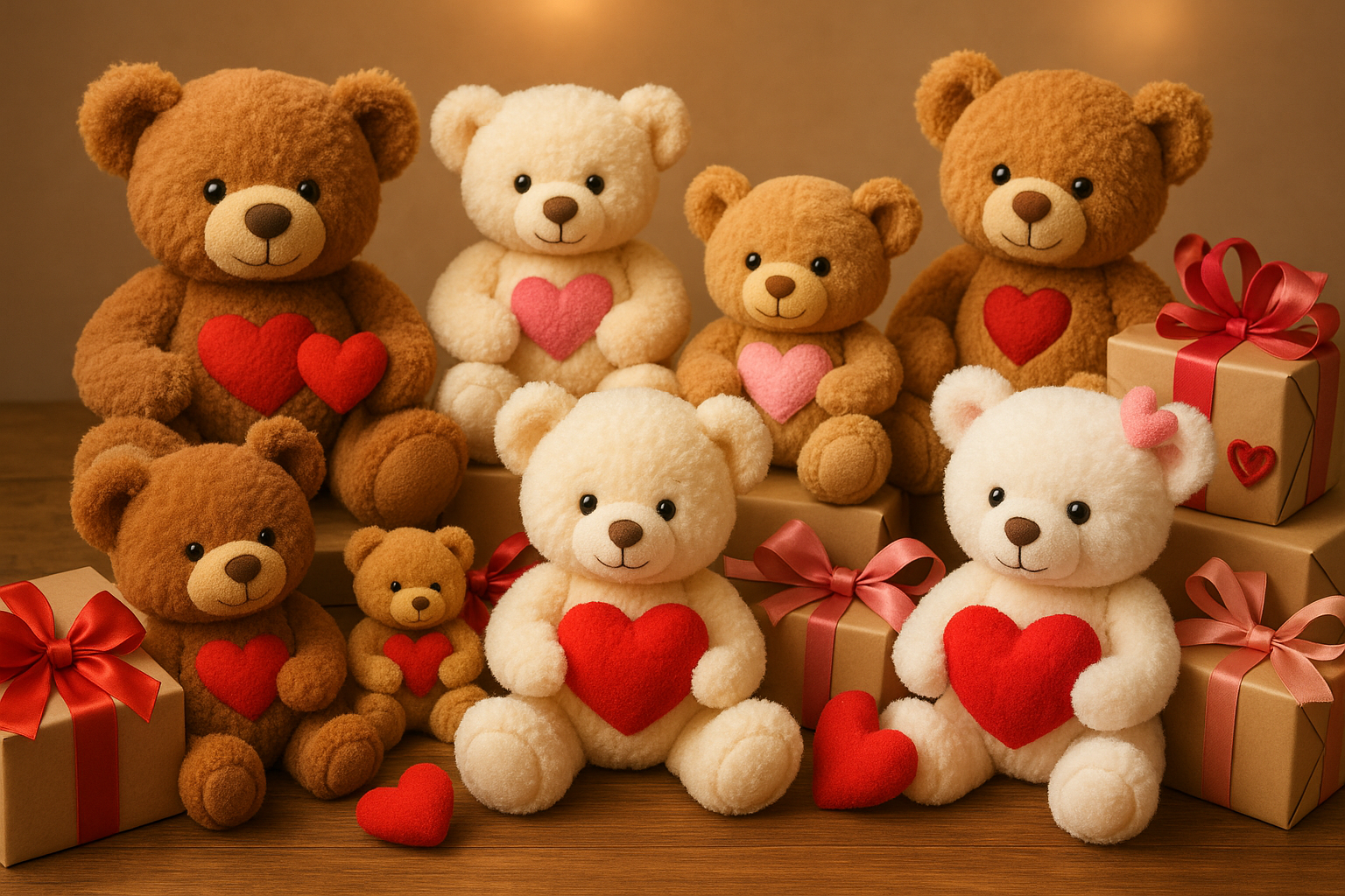 gifting plush bears with hearts